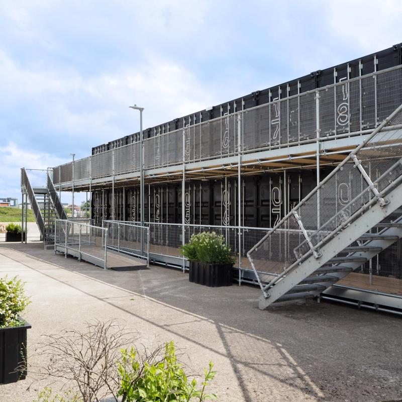 Boxworks refurbished shipping container workspace at Brabazon Bristol